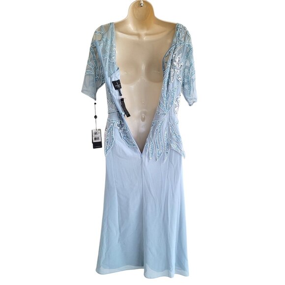 Adrianna Papell Light Blue Embroidered Midi Dress - Picture 10 of 10